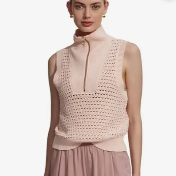 Varley Bains Sleeveless Half-Zip Tank, Silver Peony Pink, Size Medium - Picture 1 of 7